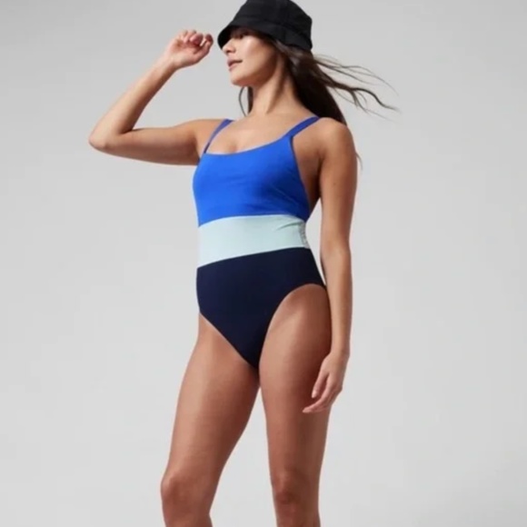 Athleta Coastline One Piece Swimsuit Blue - Picture 1 of 9
